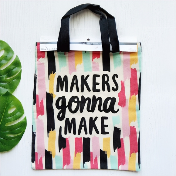 Maker's Gift Makers Gonna Make Reusable Tote Bag with Black Tassel NWT! - Picture 2 of 7